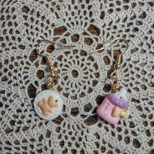 Charming Pink and Cream Baby Themed Earrings